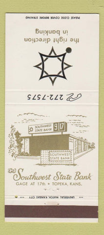 Matchbook Cover - Southwest State Bank Topeka KS 30 Strike