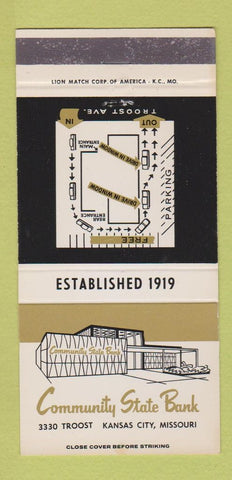 Matchbook Cover - Community State Bank Kansas City MO 30 Strike