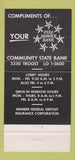 Matchbook Cover - Community State Bank Kansas City MO 30 Strike