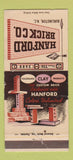 Matchbook Cover - Hanford Brick NC WORN 30 Strike