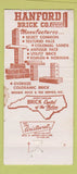 Matchbook Cover - Hanford Brick NC WORN 30 Strike