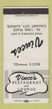 Matchbook Cover - Vince's Restaurant Calumet City IL 30 Strike