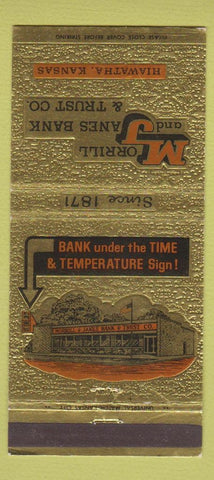 Matchbook Cover - Morrill and Janes Bank & Trust Hiawatha KS 30 Strike