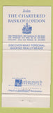 Matchbook Cover - Chartered Bank of London San Francisco Oakland 30 Strike