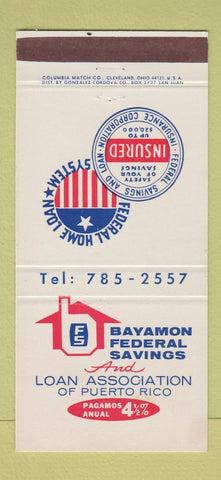 Matchbook Cover - Bayamon Federal Savings and Loan Puerto Rico 30 Strike