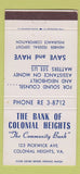 Matchbook Cover - Bank of Colonial Heights VA 30 Strike