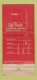 Matchbook Cover - Life Shade Aluminum Awning Paramount CA WORN 21 Strike Feature