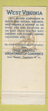 Matchbook Cover - West Virginia WV Tourism Charleston WEAR 30 Strike