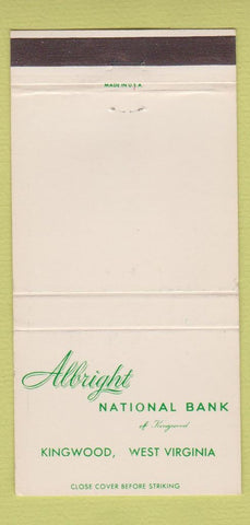 Matchbook Cover - Albright National Bank Kingwood WV 30 Strike