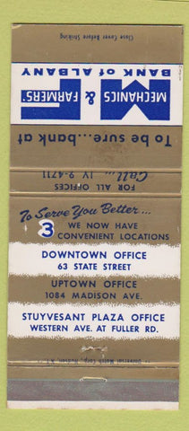 Matchbook Cover - Mechanics and Farmers Bank of Albany NY WEAR 30 Strike