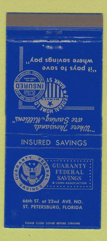 Matchbook Cover - Guaranty Federal Savings St Petersburg FL 30 Strike