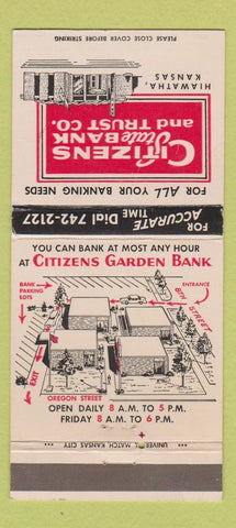 Matchbook Cover - Citizens State Bank and Trust Hiawatha KS 30 Strike