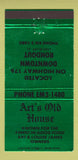 Matchbook Cover - Art's Old House Lake Bluff IL 30 Strike