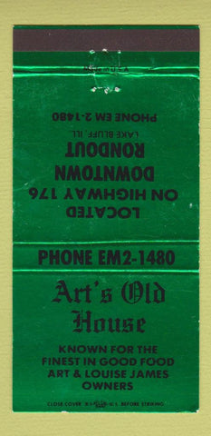 Matchbook Cover - Art's Old House Lake Bluff IL 30 Strike