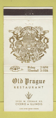 Matchbook Cover - Old Prague Restaurant Cicero IL WEAR 30 Strike