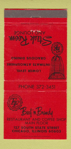 Matchbook Cover - Beef N Brandy Chicago IL 30 Strike