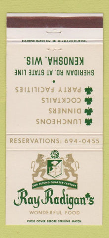 Matchbook Cover - Ray Radigan's Restaurant Kenosha WI 30 Strike