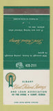 Matchbook Cover - First Federal Savings Albany GA 30 Strike