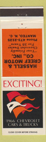 Matchbook Cover - 1966 Chevrolet Hassell & Creef Manteo NC