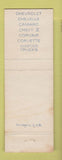 Matchbook Cover - 1967 Chevrolet Lewis Danville PA