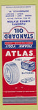 Matchbook Cover - Atlas Tires Batteries Standard oil gas Shepherdsville KY