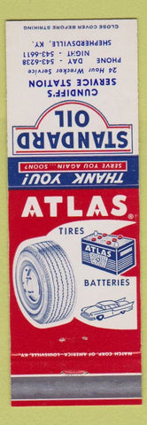 Matchbook Cover - Atlas Tires Batteries Standard oil gas Shepherdsville KY