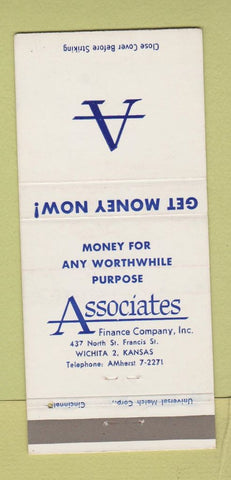 Matchbook Cover - Associates Finance Wichita KS 30 Strike
