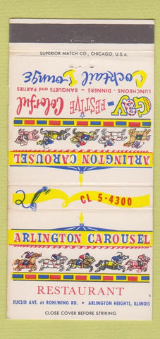 Matchbook Cover - Arlington Carousel Restaurant Arlington Heights IL 30 Strike