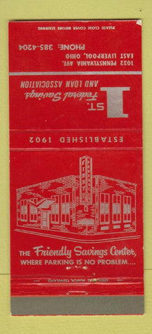 Matchbook Cover - 1st Federal Savings East Liverpool OH 30 Strike
