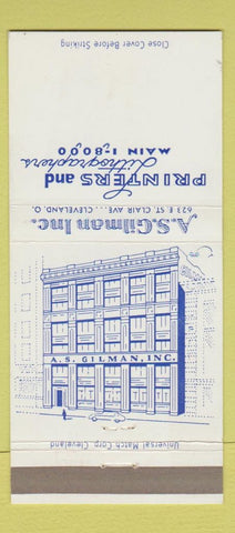 Matchbook Cover - AS Gilman Printers Lithographers Cleveland OH 30 Strike