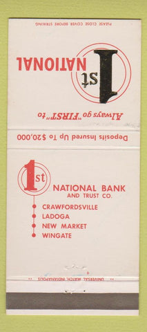 Matchbook Cover - 1st National Bank Ladoga Crawfordsville Wingate IN 30 Strike