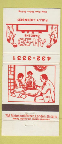Matchbook Cover - As Ho Gardens Chinese London ON 30 Strike