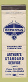 Matchbook Cover - Arthur's Standard oil gas Yuma Colorado