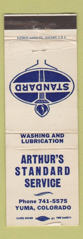 Matchbook Cover - Arthur's Standard oil gas Yuma Colorado