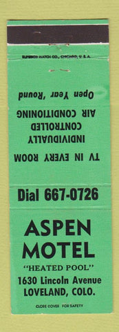 Matchbook Cover - Aspen Motel Loveland Colorado