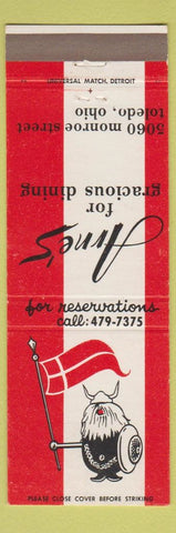 Matchbook Cover - Arne's Restaurant Toledo OH Viking