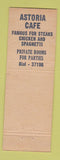 Matchbook Cover - Astoria Cafe Warren OH
