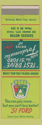 Matchbook Cover - 1951 Ford Cavazos Rio Grande City TX low phone #