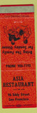 Matchbook Cover - Asia Restaurant San Francisco CA
