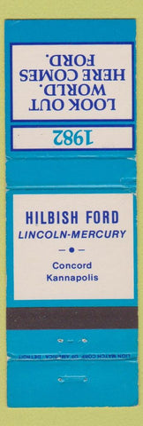 Matchbook Cover - 1982 Ford Hilbish Lincoln Mercury Concord Kannapolis NC WEAR