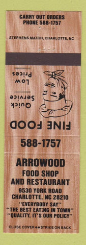 Matchbook Cover - Arrowhead Food Shop Restaurant Charlotte NC