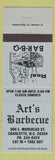 Matchbook Cover - Art's BBQ Charlotte NC BLUE