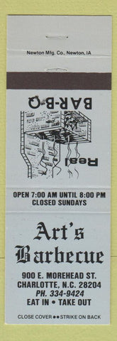 Matchbook Cover - Art's BBQ Charlotte NC BLUE