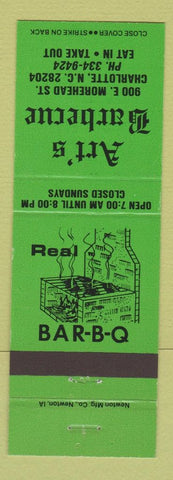 Matchbook Cover - Art's BBQ Charlotte NC GREEN