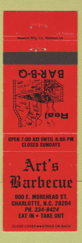 Matchbook Cover - Art's BBQ Charlotte NC RED