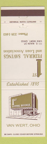 Matchbook Cover - 1st Federal Savings Van Wert OH