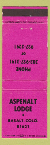 Matchbook Cover - Aspenalt Lodge Basalt Colorado