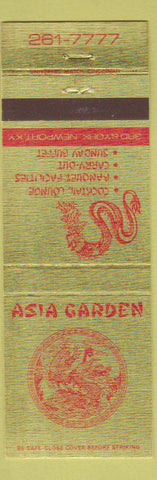 Matchbook Cover - Asia Garden Chinese Newport KY