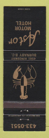 Matchbook Cover - Astor Motor Hotel Burnaby BC lobster