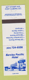 Matchbook Cover - Barclay Pacific Hotel Port Alberni BC